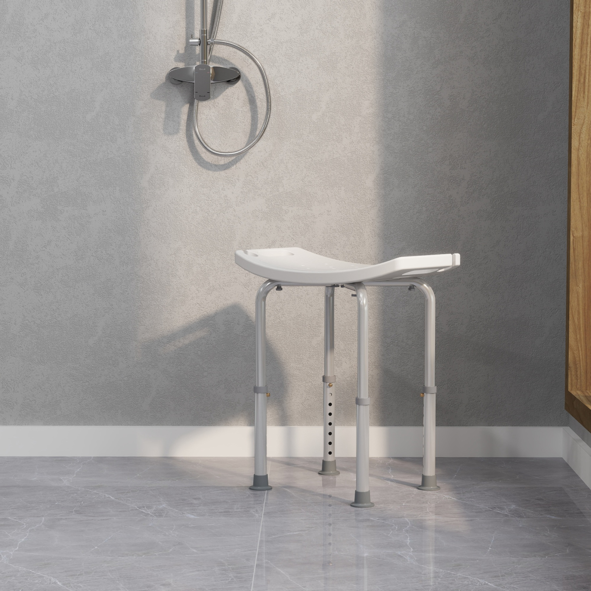 Mobility Shower and Bath Stool Bench with Non-Slip Aluminum Frame HOMCOM