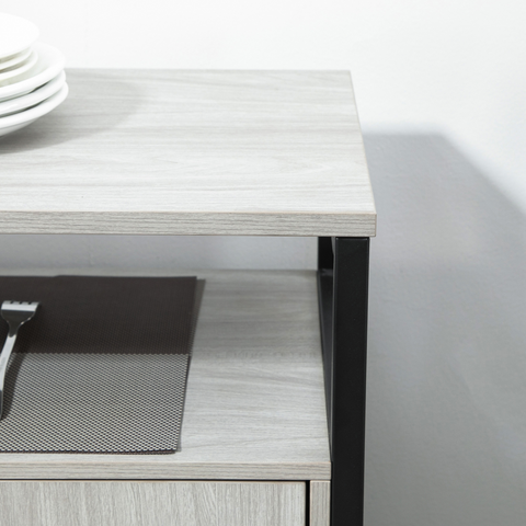 Sideboard, Steel Frame 2 Doors and Adjustable Shelves Light Grey