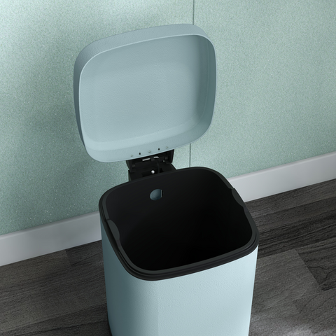 HOMCOM 12L Kitchen Pedal Bin, Metal Rubbish Bin with Soft-close Lid, Light Green
