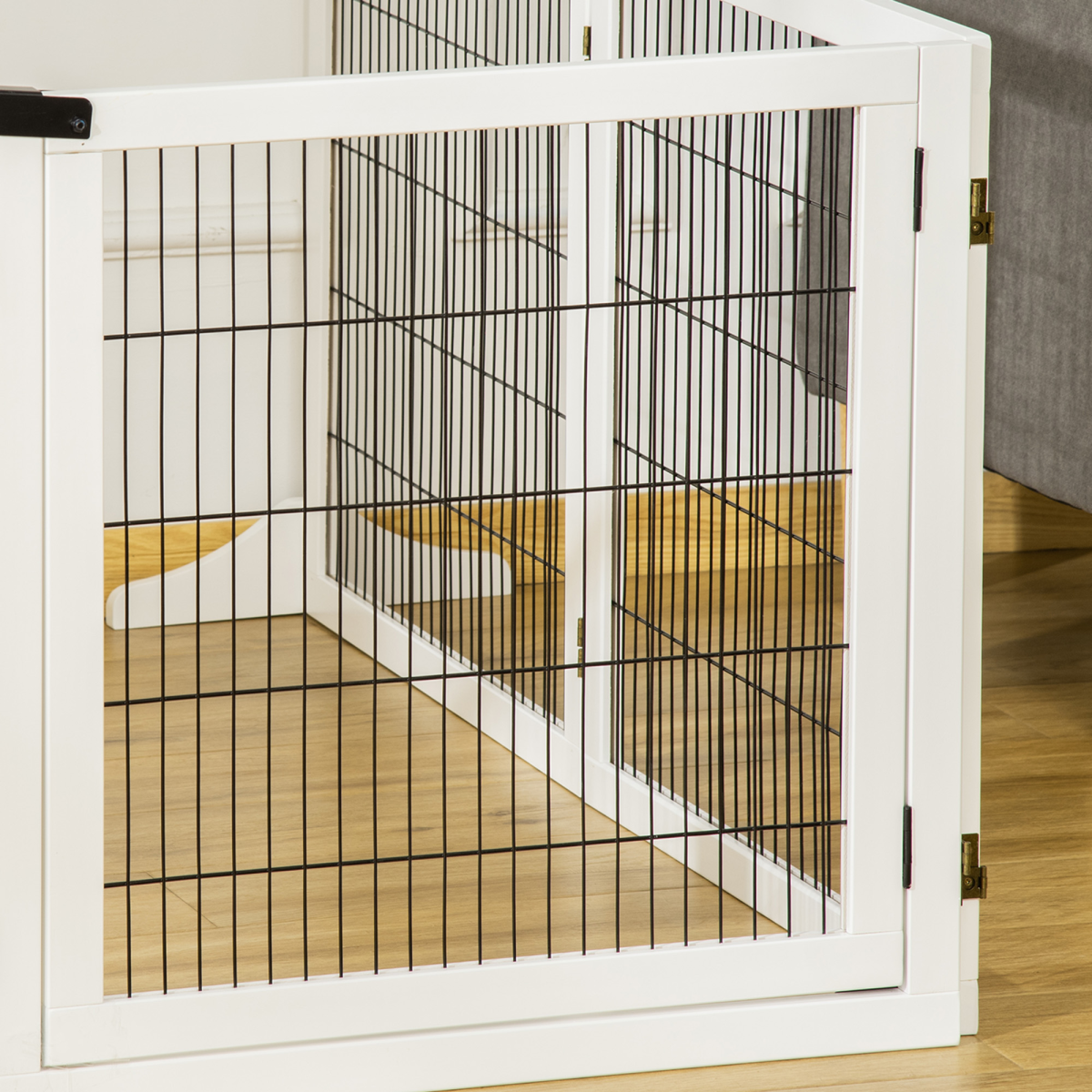 Freestanding Pet Dog Gate 6 Panel Foldable Wooden Playpen 432cm Long Pawhut