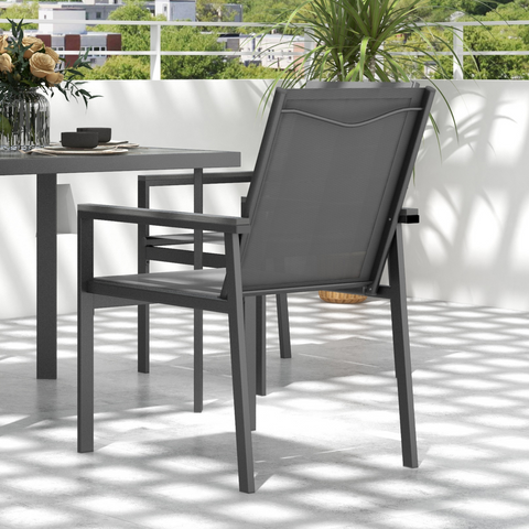 Outsunny 5 Piece Garden Dining Set, Outdoor Table and 4 Chairs, Grey