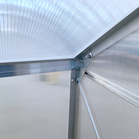 6 x 4ft Polycarbonate Greenhouse Aluminum Roof Vent, Rain Gutter Sliding Door,