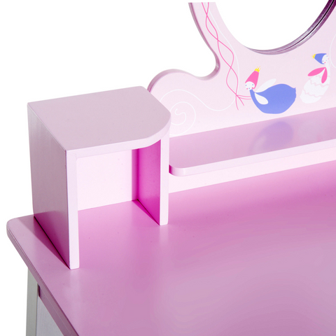 Kids Dressing Table and Stool Set Make Up Desk with Storage (Pink) HOMCOM