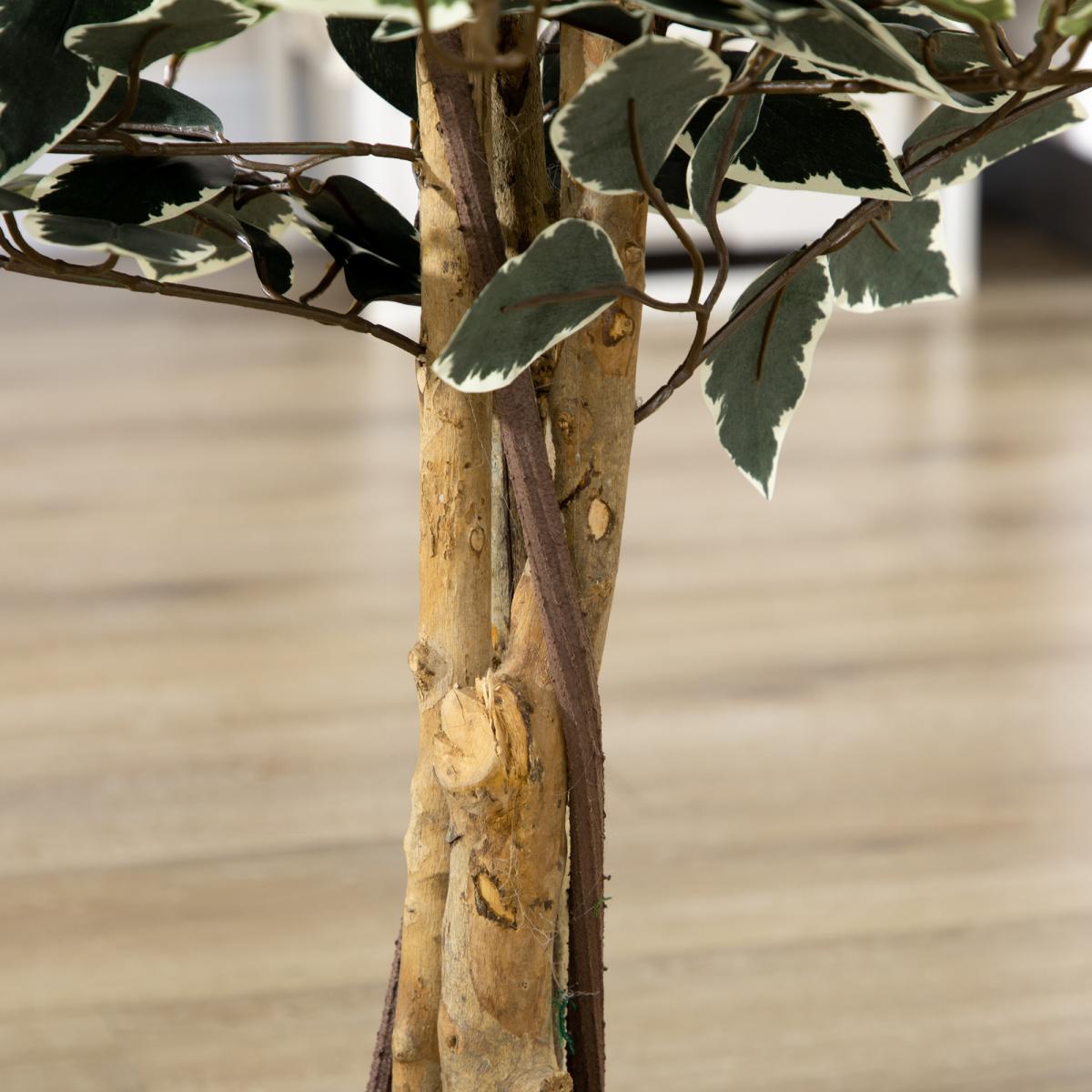 HOMCOM Artificial Ficus Tree with Lifelike Leaves and Natural Trunks Green