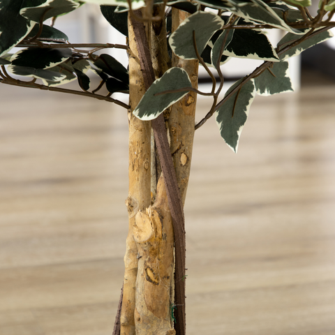 HOMCOM Artificial Ficus Tree with Lifelike Leaves and Natural Trunks Green