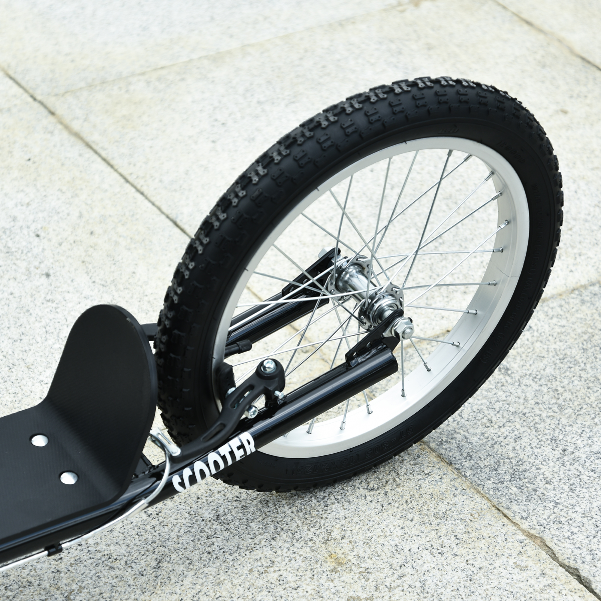 90-96cm Kids Kick Scooter Adjustable Handlebar Inflatable Wheels Black HOMCOM
