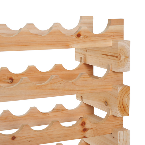 Wooden 72 Bottle 6 Tier Shelf Storage Holder Standing Wood Cellar Wine Rack
