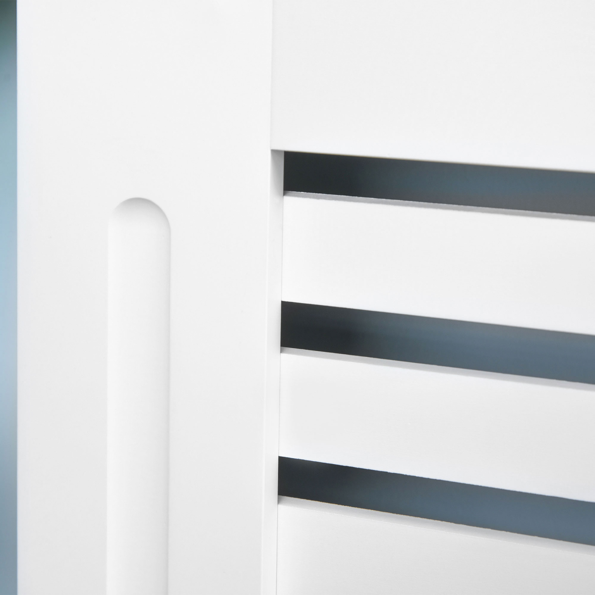 HOMCOM Modern Radiator Cover Cabinet Slatted Design MDF White Medium