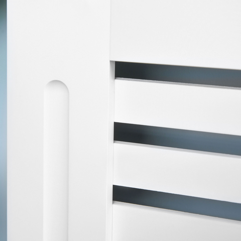 HOMCOM Modern Radiator Cover Cabinet Slatted Design MDF White Medium