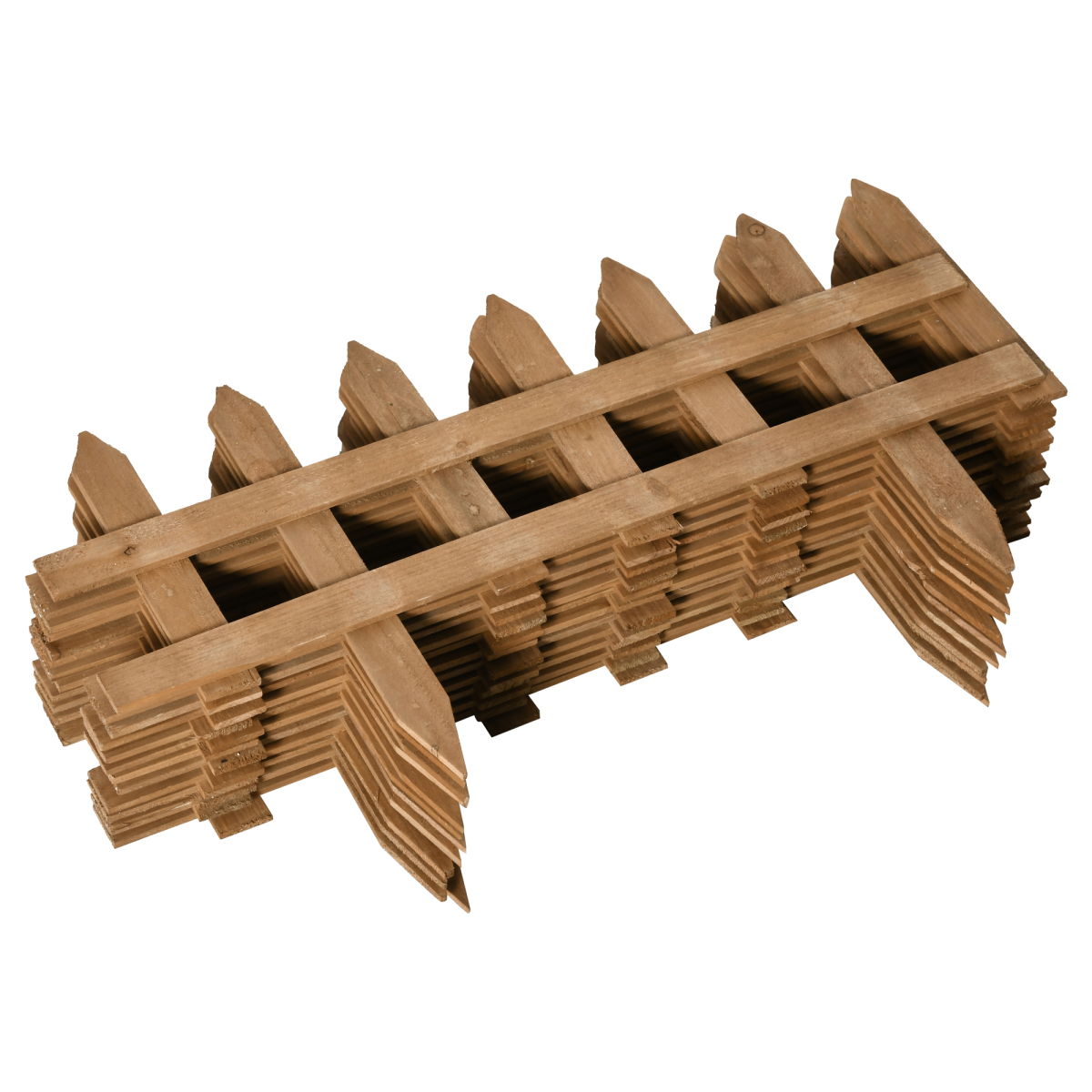 12 Pack Wooden Border Fences, Garden Fixed Picket Fence