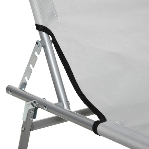 Folding Chair Sun Lounger w/ Sunshade Garden Recliner Hammock Grey