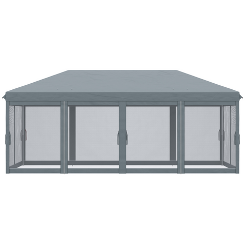 6 x 3m Pop Up Party Tent Canopy with 6 Removable Sidewalls Grey