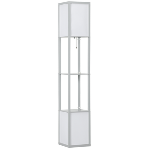 HOMCOM Shelf Floor Lamp with Dual Light, for Living Room, Bedroom, Black