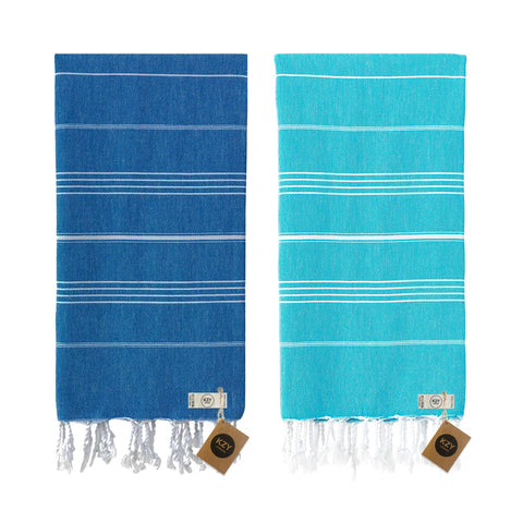 KZY LONDON Beach Towel 2 Pack Large Turkish Beach Towels for Camping, Swimming, Gym - Quick Dry, Absorbent, Lightweight