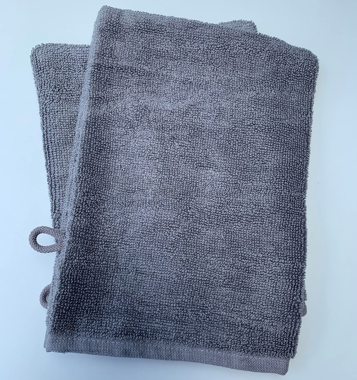 Sue Rossi Ltd Face Cloth Wash Mitt Set 50% Cotton 50% Bamboo 15cm x 22cm Face Flannel Glove Soft Absorbent (Silver Grey 2 Pack)