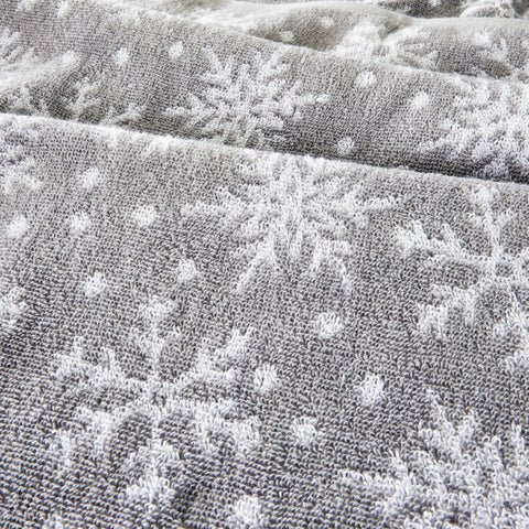 SKL Home Winter/Christmas Scattered Snowflakes Hand Towel 2pc Set for Bath/Kitchen/Bar & Gift, Gray