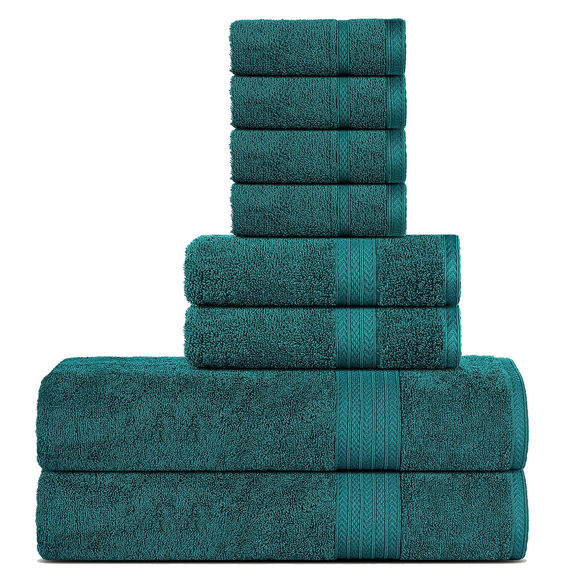 SweetNeedle Supreme Premium 500 GSM 8 Piece Towel Set, 100% Cotton, Machine Wash, Double Stitched, Strong Hem & Highly Absorbent for Bathroom