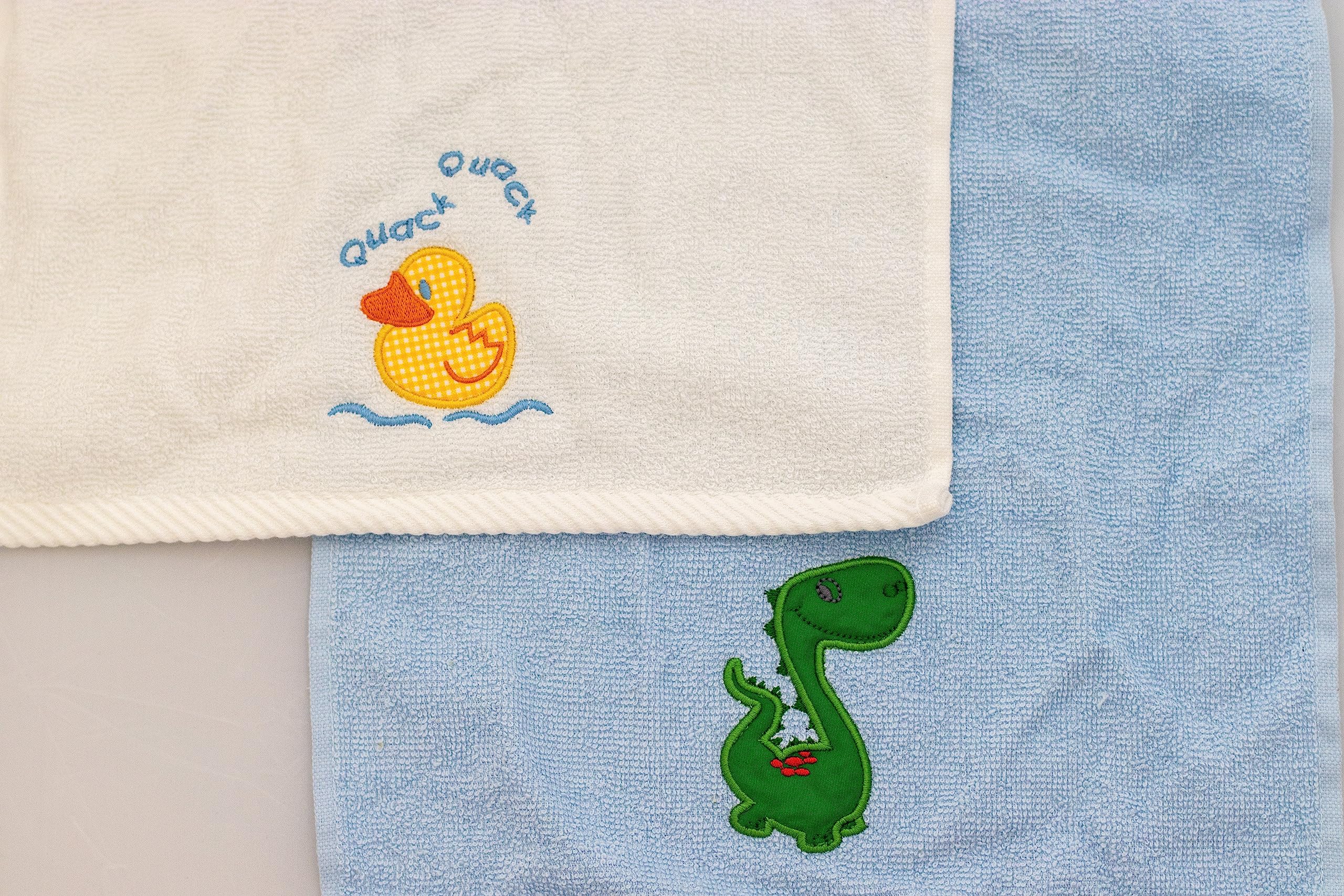 Lex's Linens Pack of 2 Kids Facecloth (1 of Each) (Dinosaur & Duck)