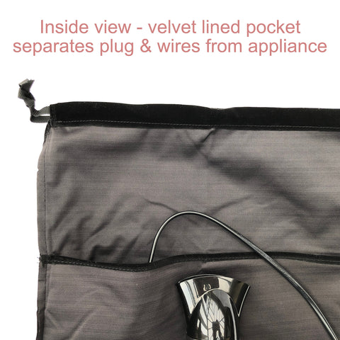 Velvet Hair Dryer Storage Bag with Large Internal Pocket – Soft & Stylish 35x35cm Pouch to Protect Appliances