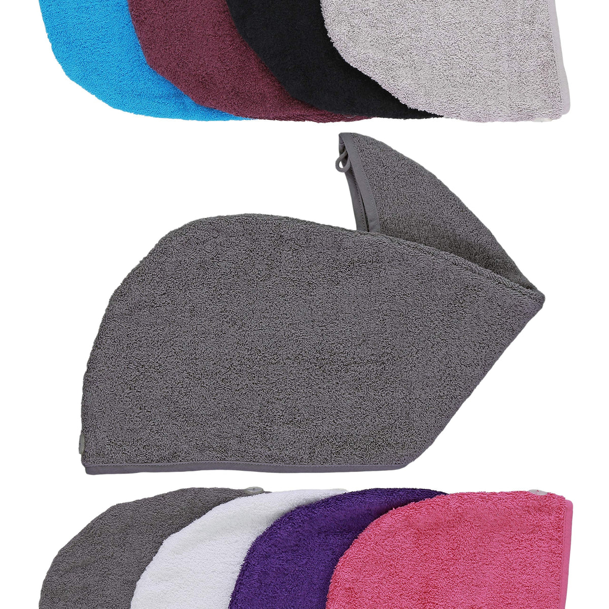 aztex Luxury Hair Turban Towel, Head Wrap Towel, Hair Drying Towel with Loop and Button Fastener, Luxury Absorbent and Lightweight Cotton
