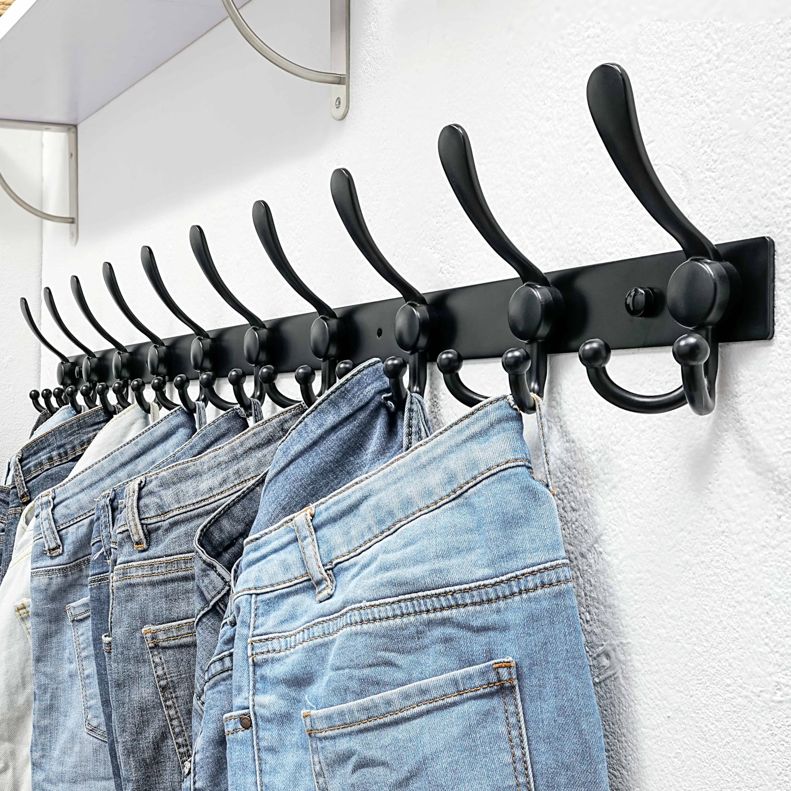 Dseap Coat Rack Wall Mount 94cm, Heavy Duty 2.5mm Base vs Flimsy 1mm, Double-Thick Solid Anti-Snap Hooks