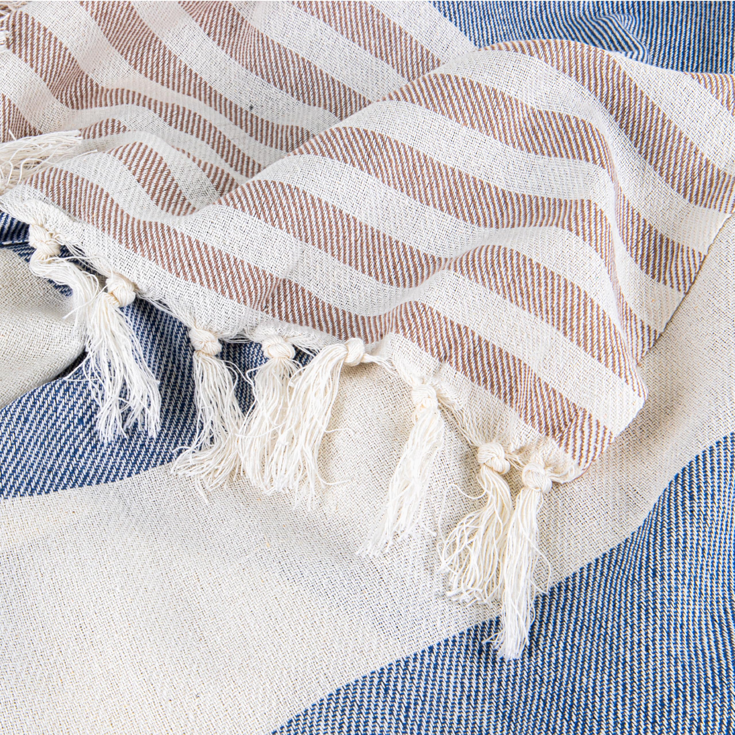Ruggeri Fouta Beach Towel 100% Cotton, 170x170 cm, Blue