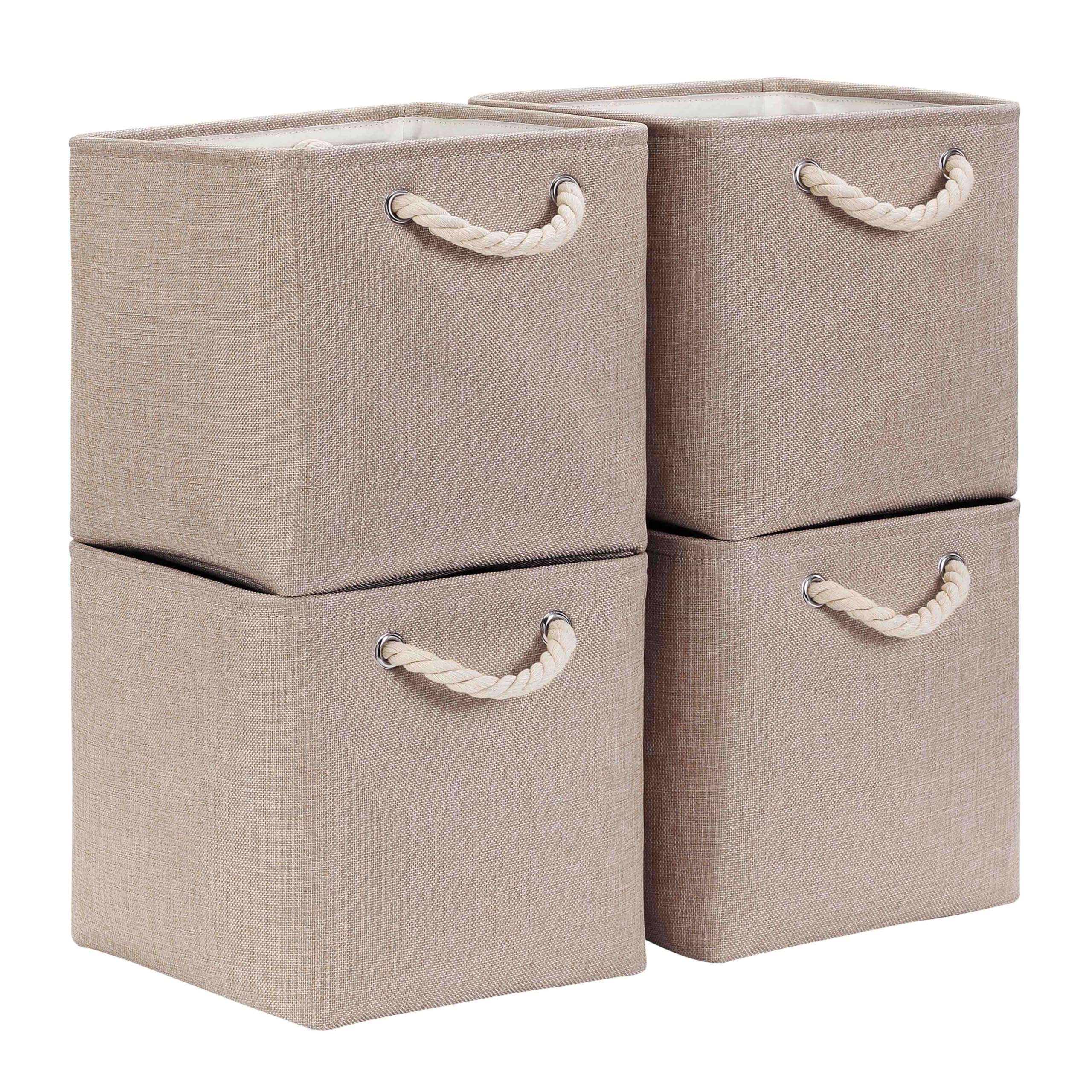 Mangata 33x33x33cm Cube Storage Boxes 4Pcs Light Khaki Foldable Baskets