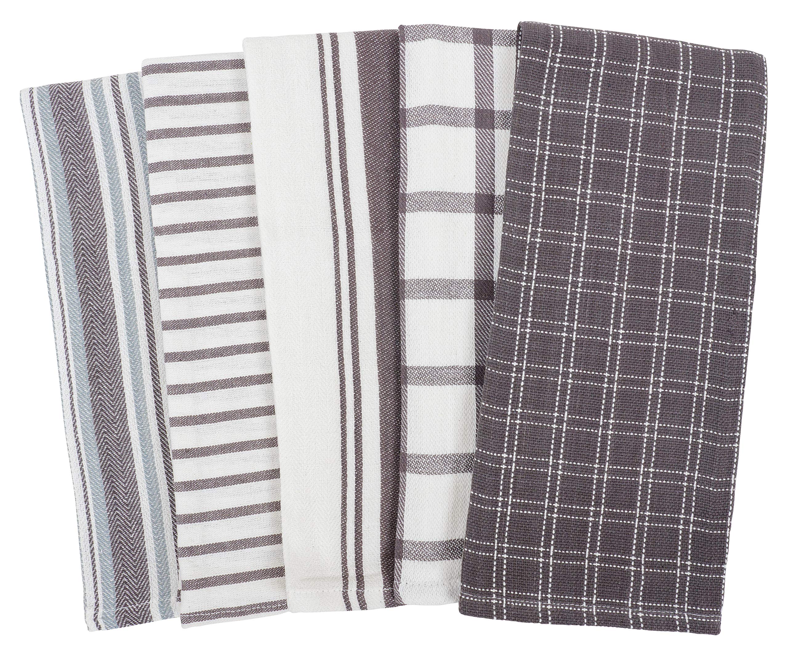 KAF Home Assorted Flat Kitchen Towels | Set of 10 Dish Towels, 100% Cotton - 18 x 28 inches | Ultra Absorbent Soft Kitchen Tea Towels