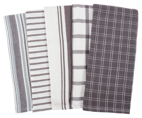 KAF Home Assorted Flat Kitchen Towels | Set of 10 Dish Towels, 100% Cotton - 18 x 28 inches | Ultra Absorbent Soft Kitchen Tea Towels
