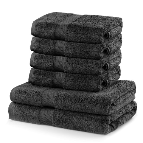 DecoKing Hand Towel 50 x 100 cm Cotton Quality 525 g/m² Graphite Anthracite Absorbent Marina