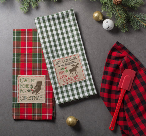 DII Cotton Christmas Holiday Dish Towels, 18x28" Set of 3, Decorative Oversized Embroidered Kitchen Towels