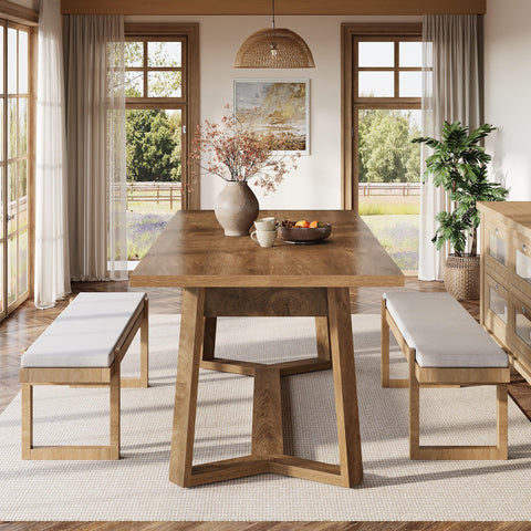 Tribesigns Dining Table for 4-6, 120CM Industrial Dinner Table with Wood Base, Kitchen Table for Dining Room, Kitchen, Living Room