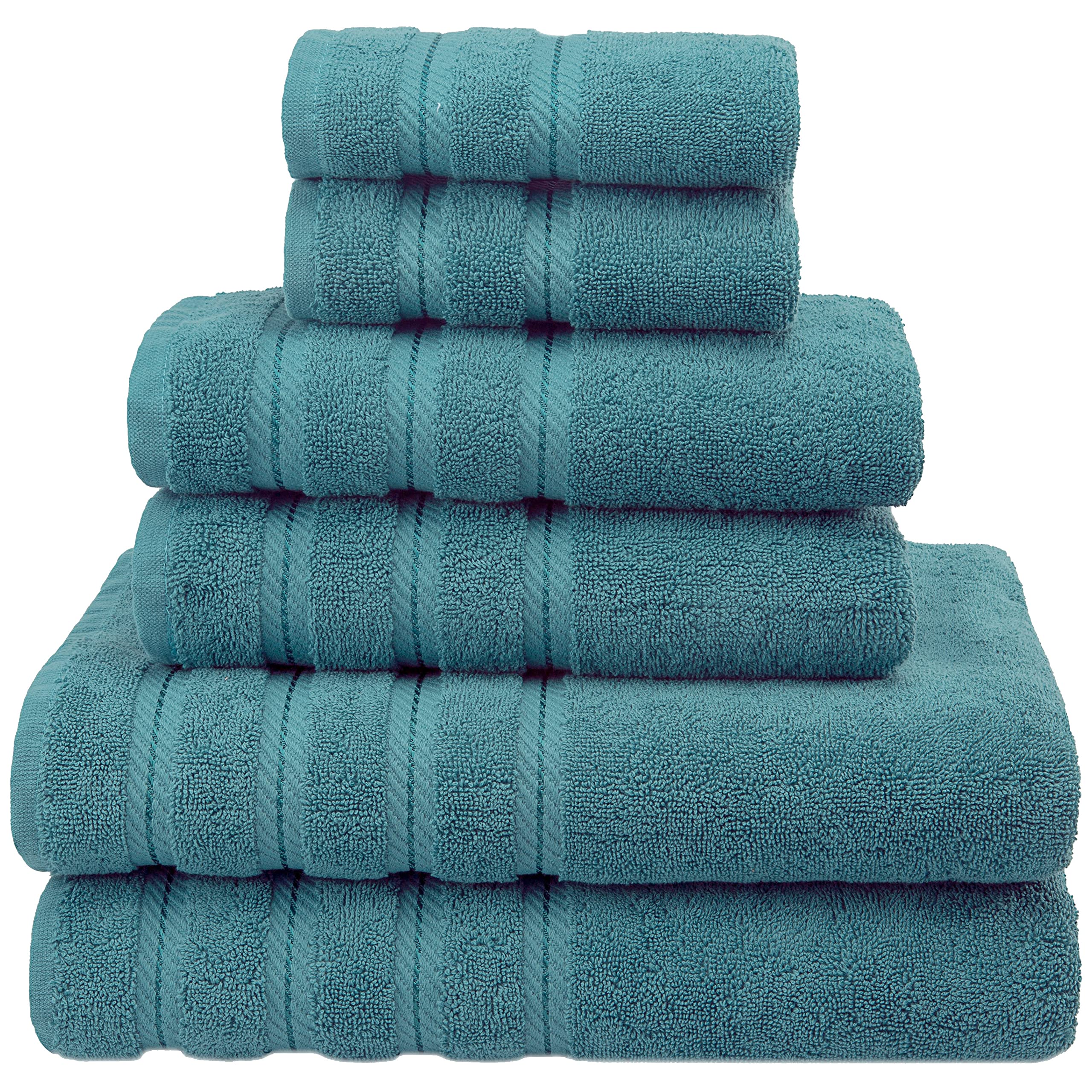 American Soft Linen 100% Turkish Carde Cotton 6 Piece Towel Set, 560 GSM Towels for Bathroom, Super Soft 2 Bath Towels 2 Hand Towels 2 Washcloths