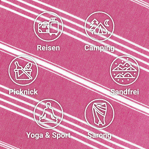 LeStoff 5-Pack Hammam Towels/Guest Towels, Organic Cotton, 50x100, Fuchsia