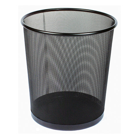 Wastepaper/Waste Bin - Metal Mesh - Lightweight and Robust - 23.5 x 27 cm - Black