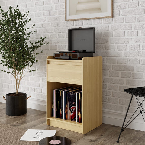 Alphason Oslo Turntable Stand in light oak, 40x52x77cm (DxWxH)
