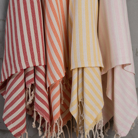 Blue Beach Turkish Towel Striped - 90 x180cm Large Turkish Hammam Peshtemal Towel - Super Absorbent, Quick Dry, Lightweight