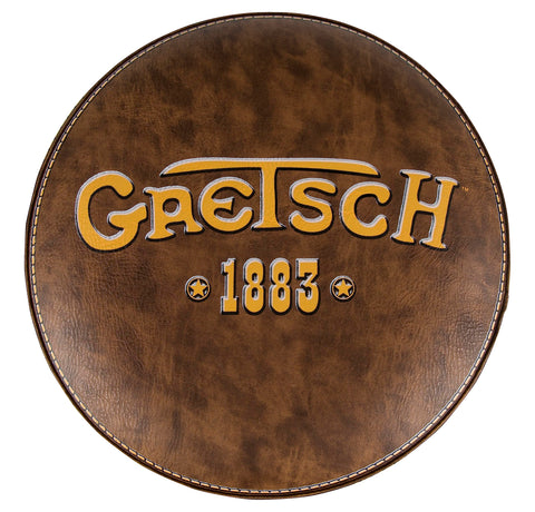 Gretsch "1883" Barstool, Perfect for Guitar Players and Fans, Matte Yellow Gretsch Logo Barstool, Foam Padded, 30", Brown