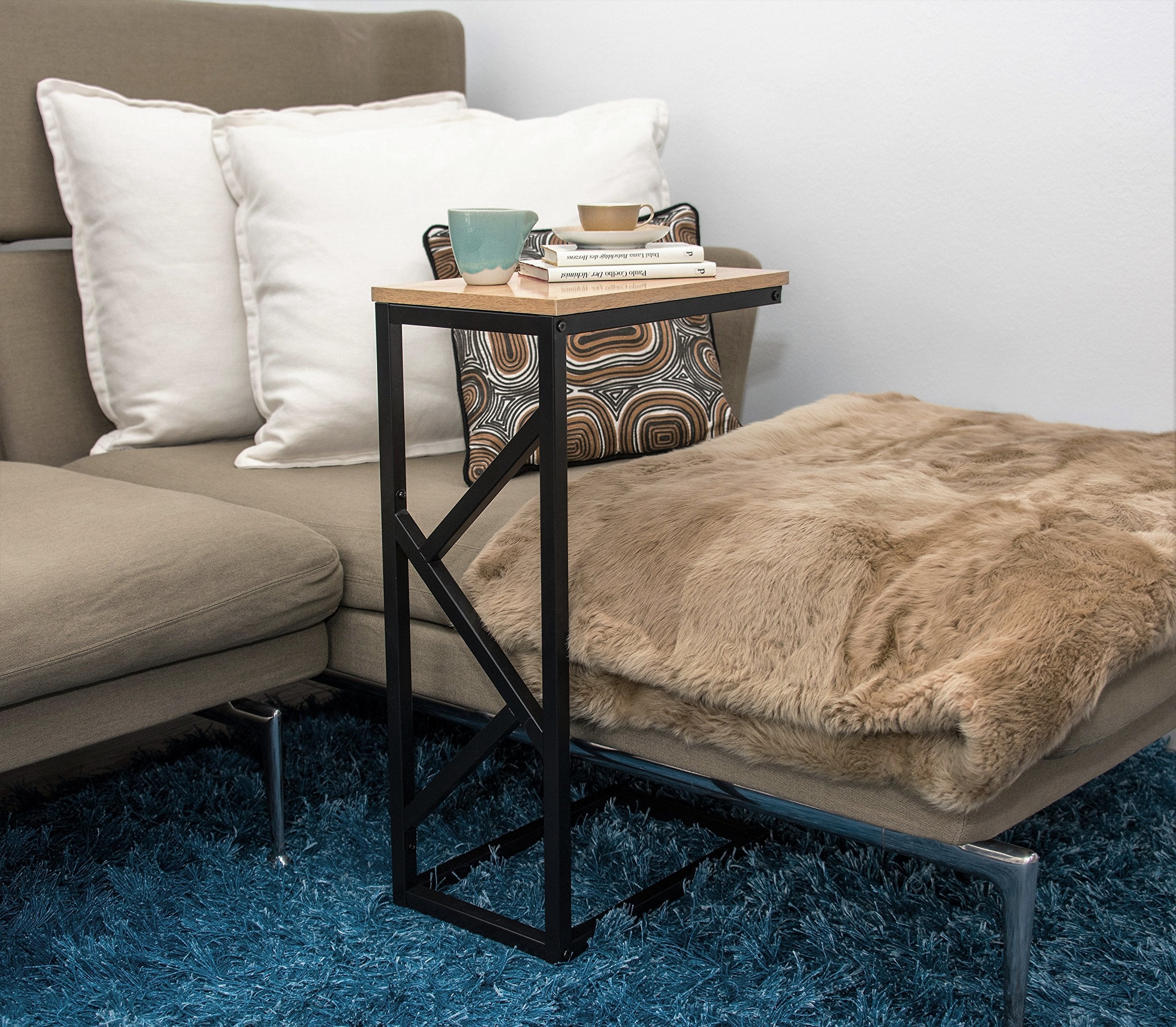 bonVIVO Modern Coffee Table Stainless Steel Frame Black