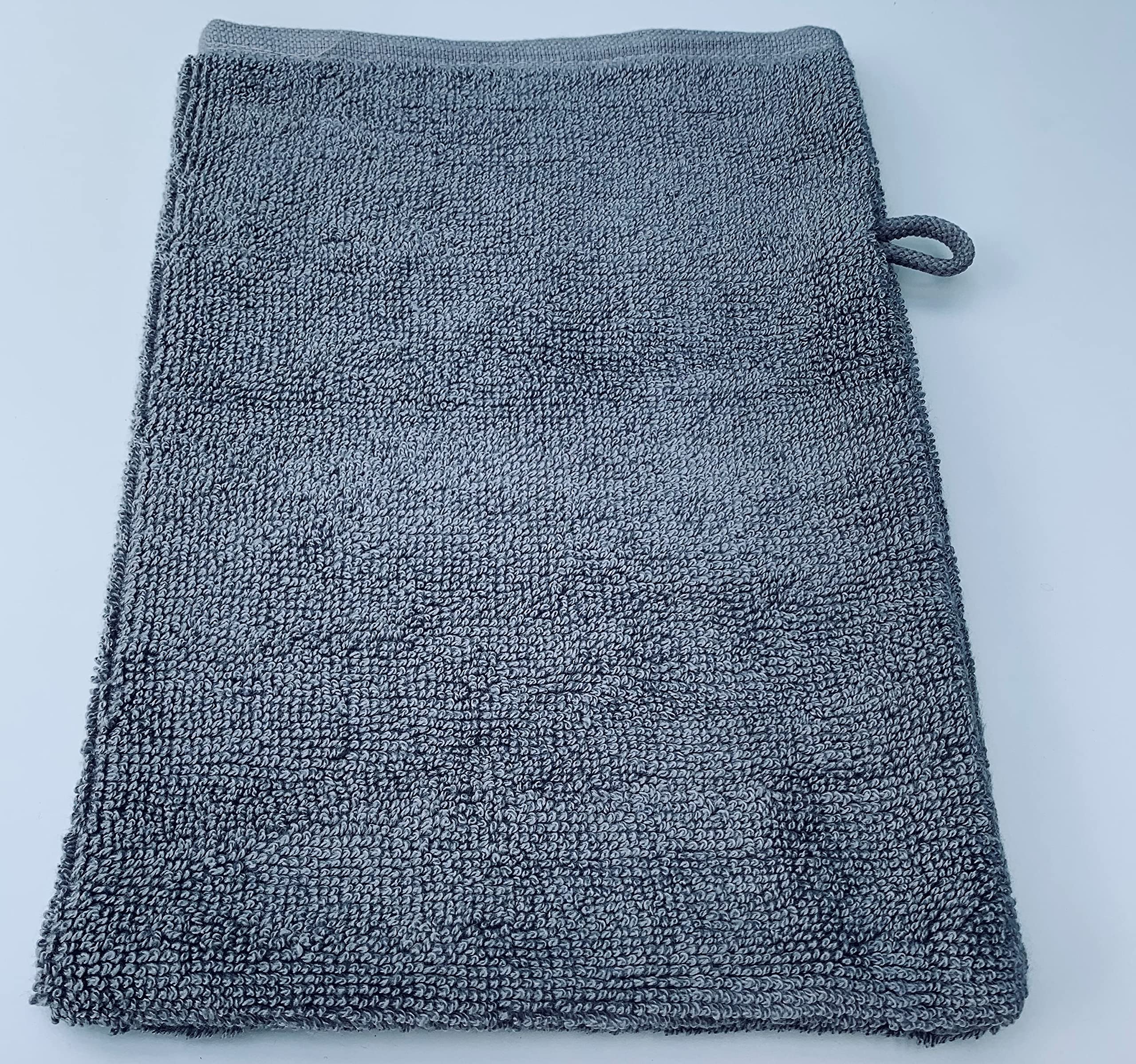 Sue Rossi Ltd Face Cloth Wash Mitt Set 50% Cotton 50% Bamboo 15cm x 22cm Face Flannel Glove Soft Absorbent (Silver Grey 2 Pack)