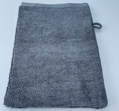 Sue Rossi Ltd Face Cloth Wash Mitt Set 50% Cotton 50% Bamboo 15cm x 22cm Face Flannel Glove Soft Absorbent (Silver Grey 2 Pack)