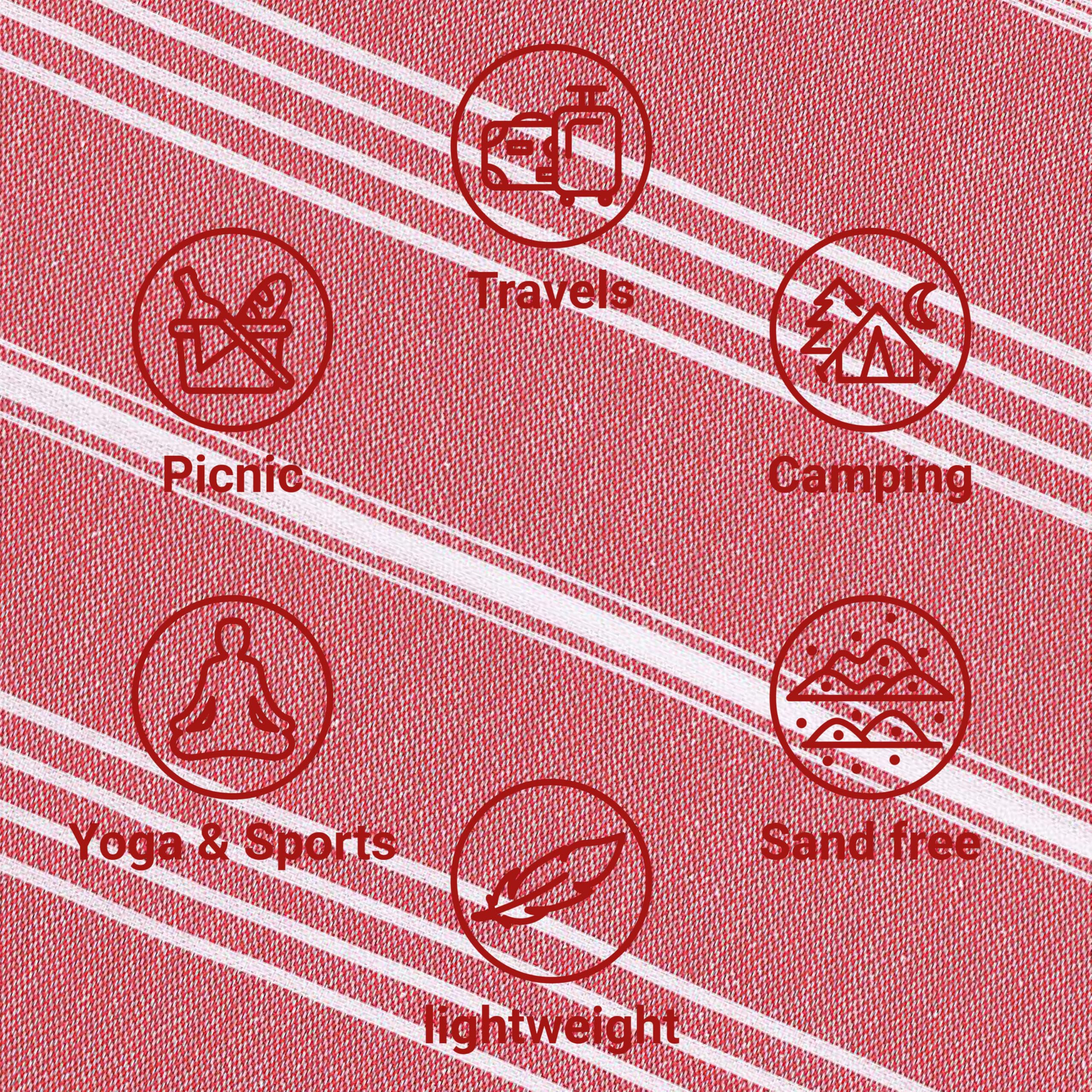 LeStoff Hammam Towel, Guest Towel, 100% Organic Cotton, 50x100 cm, Red