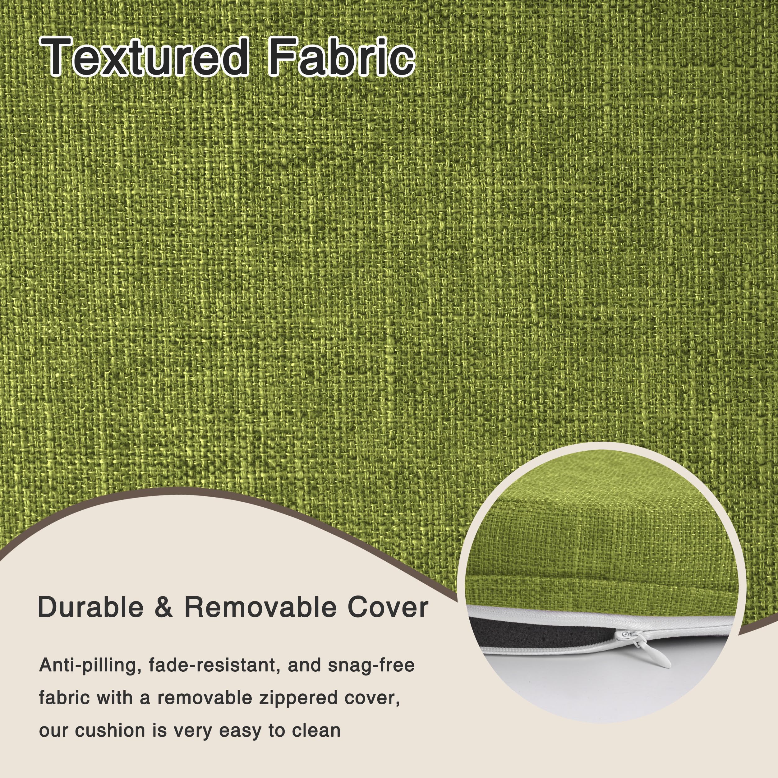 OVOV Non-Slip Round Chair Cushions for Dining Chairs 16"/40cm Green 4 Pack