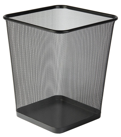 Osco Wiremesh Waste Bin Square – Metal Mesh Rubbish & Recycling Basket for Office, Home, Bathroom – Solid Non Slip Base Build, H30 cm × W25 cm