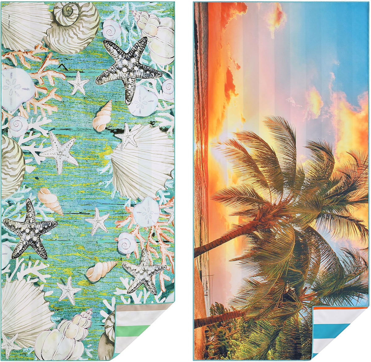 Casa Platino 2-Pack Microfiber Beach Towels – Extra Large 71"x32" Lightweight, Sand-Free, Quick-Dry – Travel, Swim, Pool, Yoga