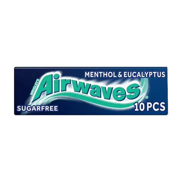 AIRWAVES Menthol & Eucalyptus flavour Sugar Free Chewing Gum 10 Pieces (Case of 30)