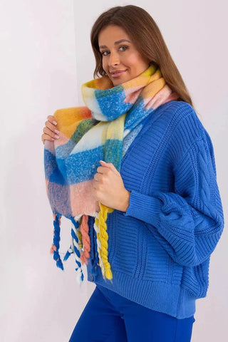 AT long colorful plaid Shawl
