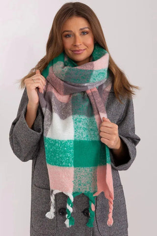 AT long colorful plaid Shawl