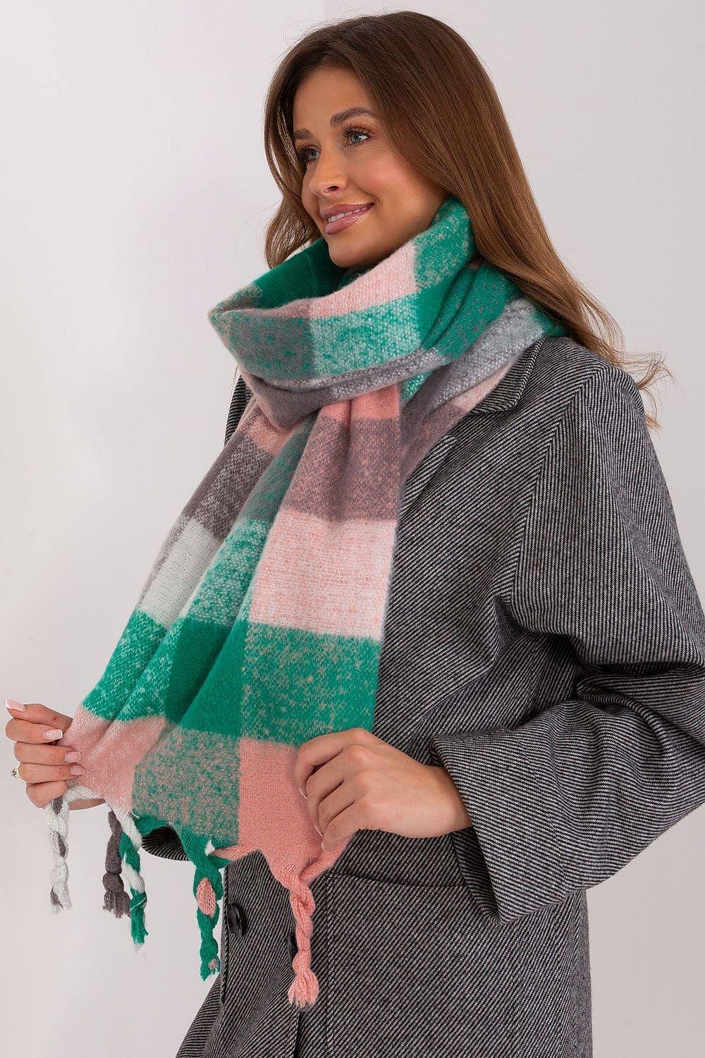 AT long colorful plaid Shawl