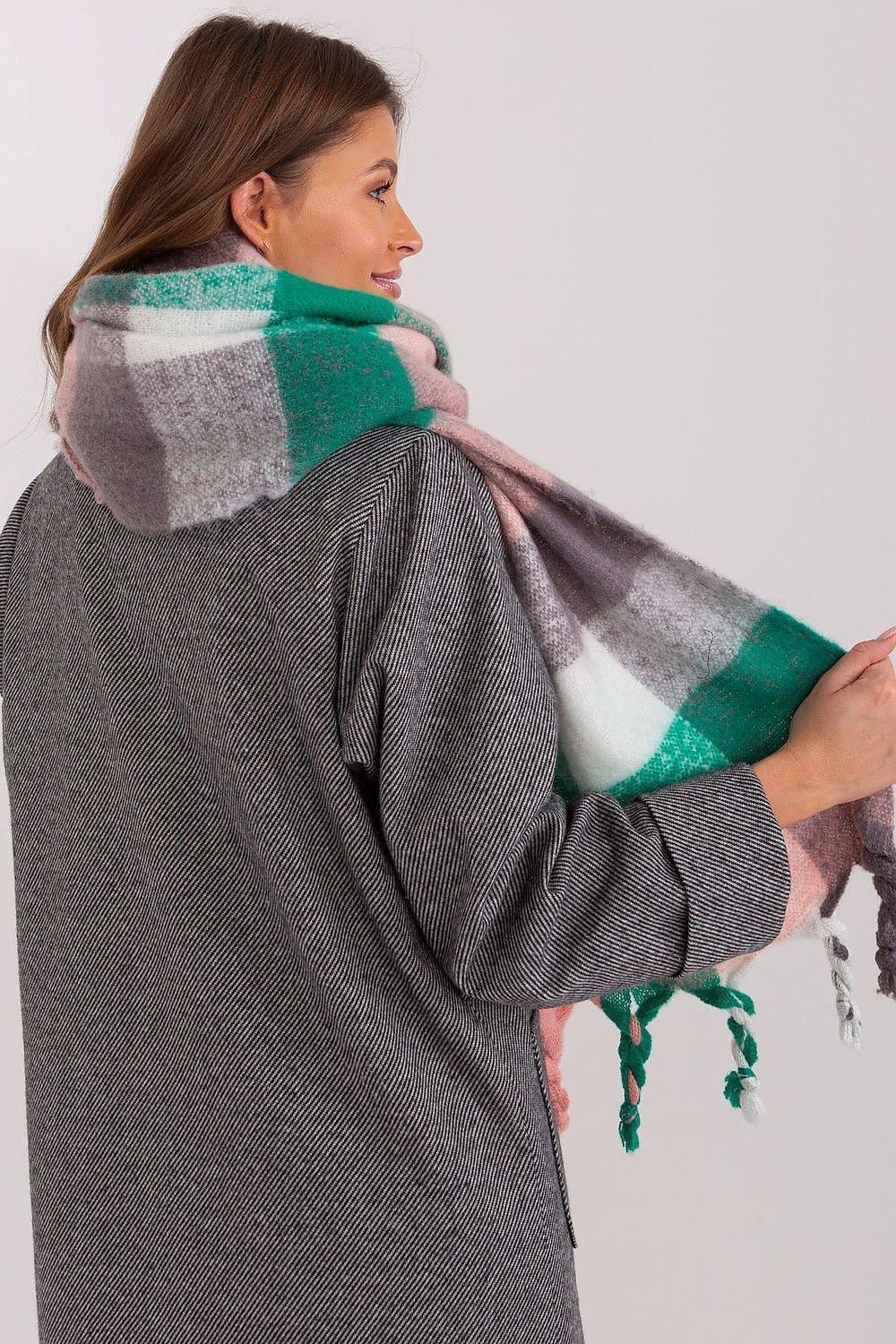 AT long colorful plaid Shawl